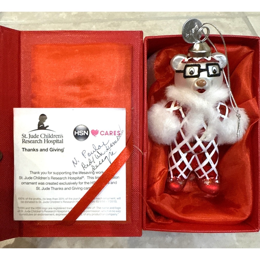 2014 St Jude Limited Swarovski Elements Red White Bear‎ Signed 320/400 & Box